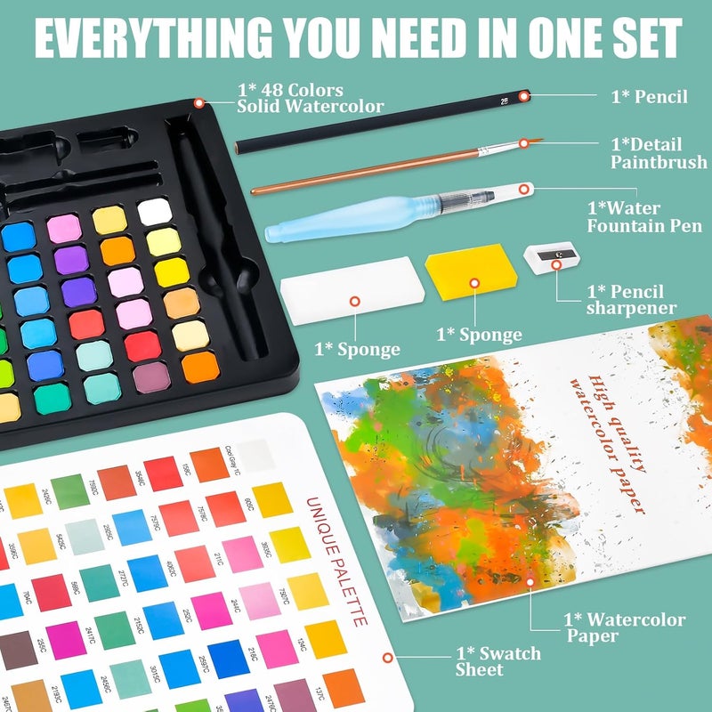 Casleevf Valentines Day Gifts for Kids Watercolor Paint - Water Color Paint Adult Sets for Kids Boys Girls Teens Water Colors Paint Palette Stocking Stuffers Christmas Arts and Crafts Art Supplies Travel Mini Watercolor Set - Image 3